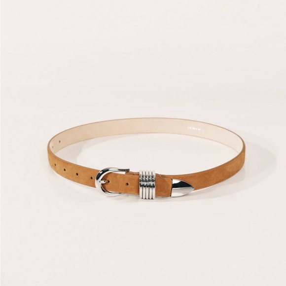 Déhanche caramel & silver hollyhock suede belt main image 4
